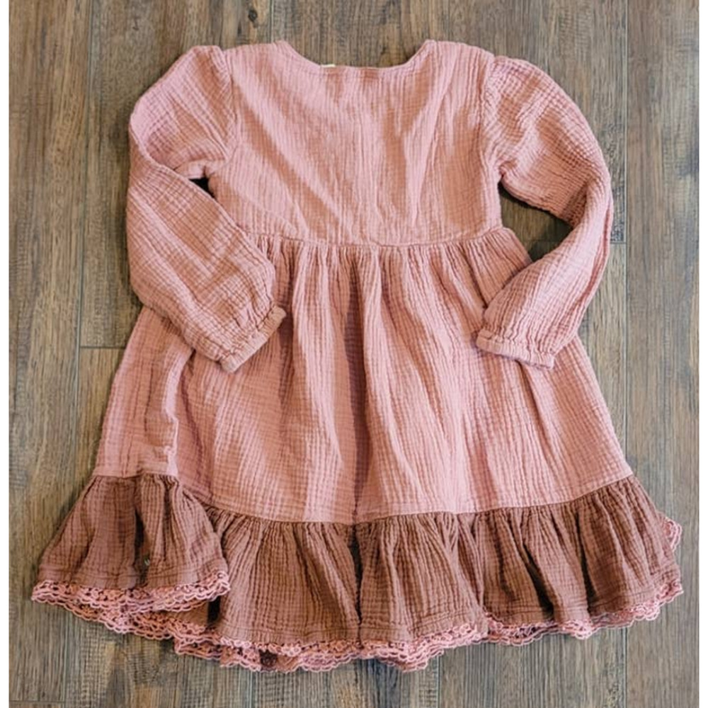 Matilda Jane Just Imagine Veda Girls Crinkle Knit Color Block Dress Cedar Size 6 - Picture 2 of 4